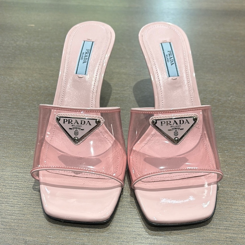 Prada Pink Mules with Square-Toe Design